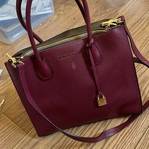 MK Mercer Large Satchel Plum Bag